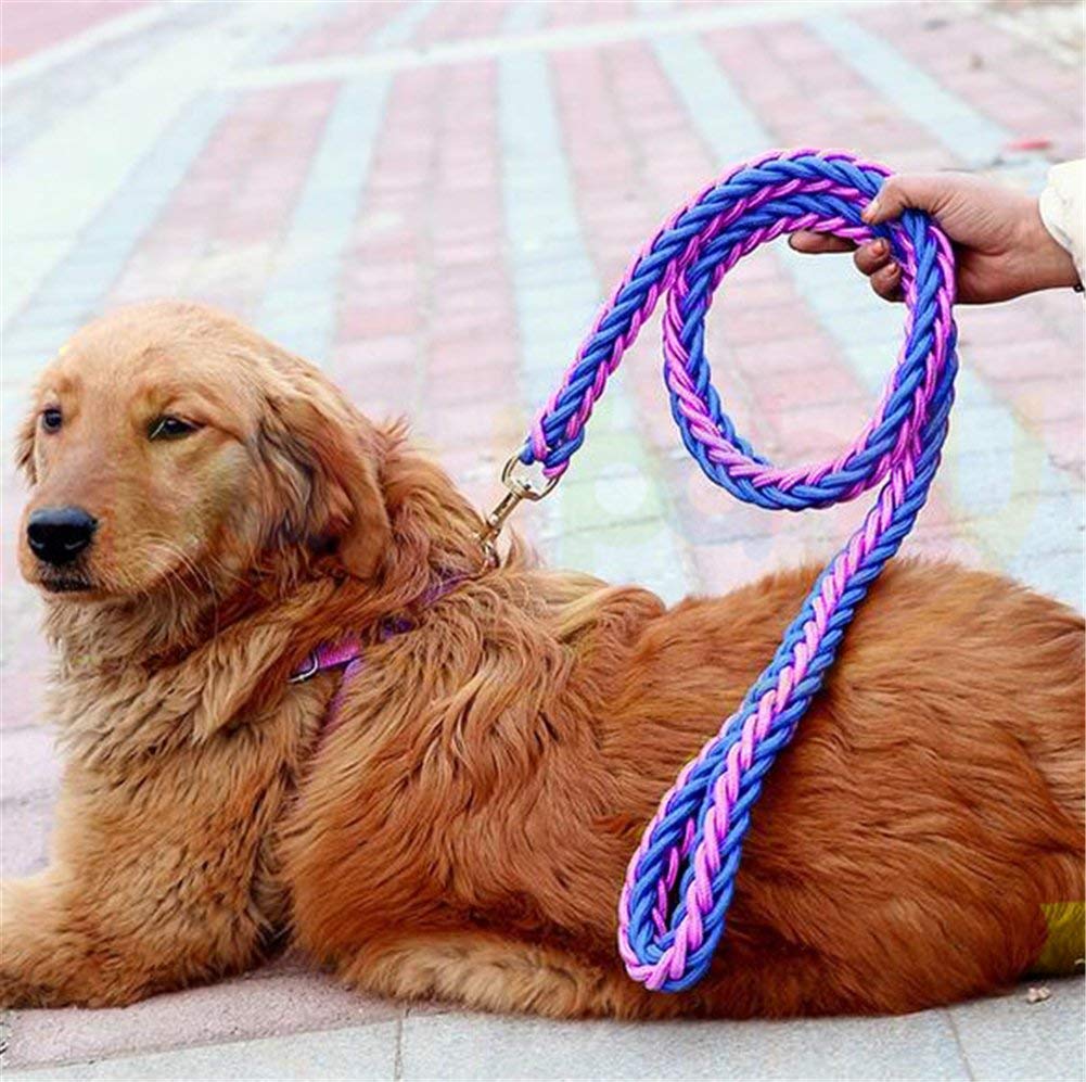 Heavy Duty Dog Leash, Adjustable Dog Martingale Braided Collar, Loop Slip Strong Metal Pull Clip Anti-Twist Pet Walking Training Lead, Solid Hand Crafted Rope for Medium Large Breeds (S, Red Black)
