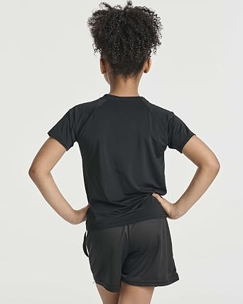 Real Essentials 5 Pack: Girls Rash Guard Swim Shirts Short Sleeve UPF Sun Protection Tops (Ages 4-16)