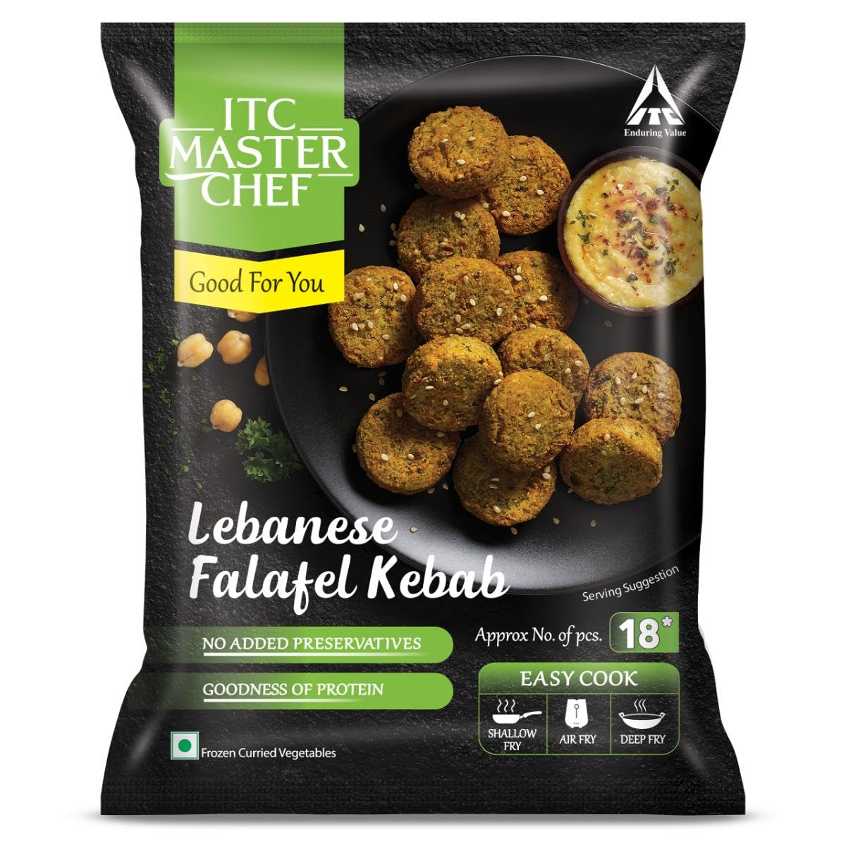 ITC Master Chef Lebanese Falafel Kebab, Veg Frozen Snack, Ready to Cook, 230g