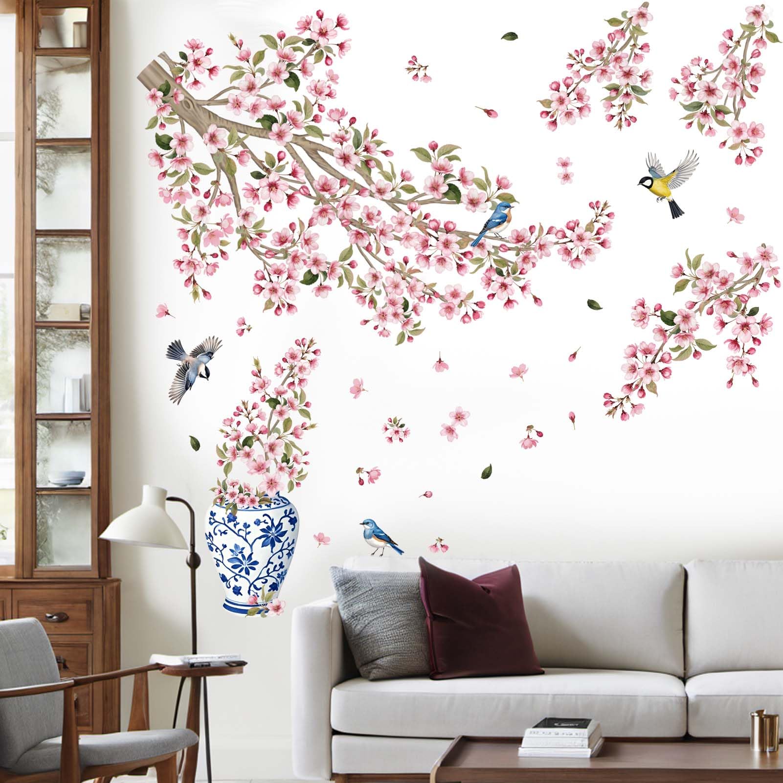 Autocollants muraux chambre décollez et collez grand format fleurs XL