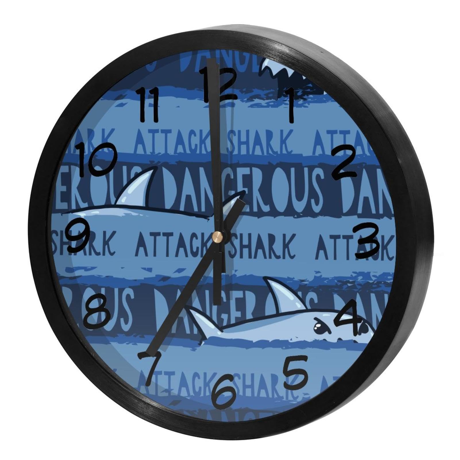 Horloge murale silencieuse à quartz requin océan pour déco de bureau