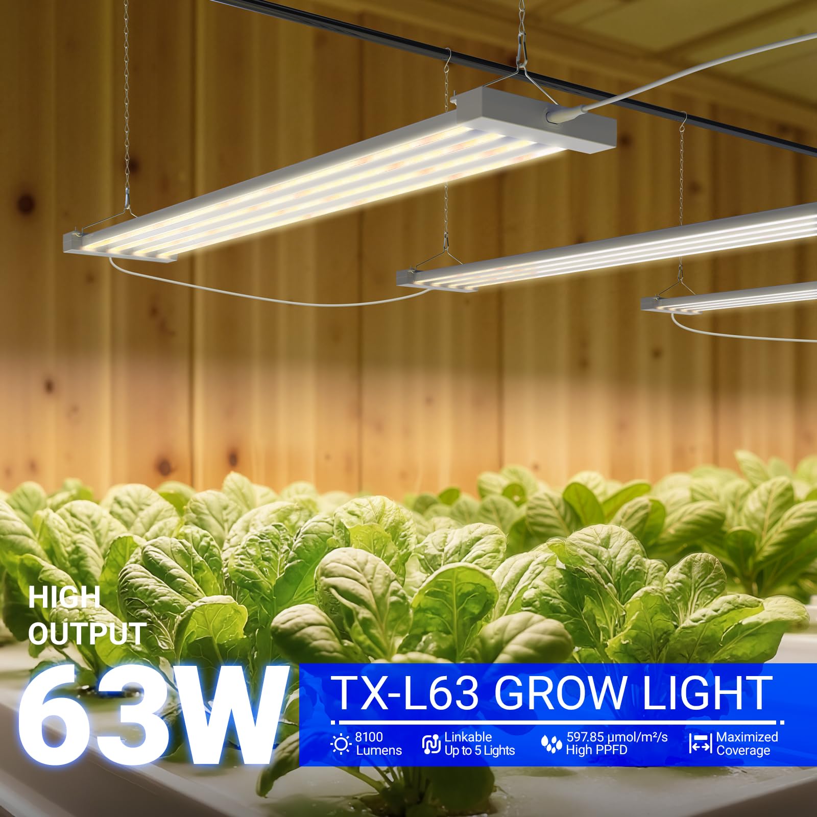 Barrina TX-L63 88cm Lampe Horticole LED, Spectre Complet, 63W Grow Light