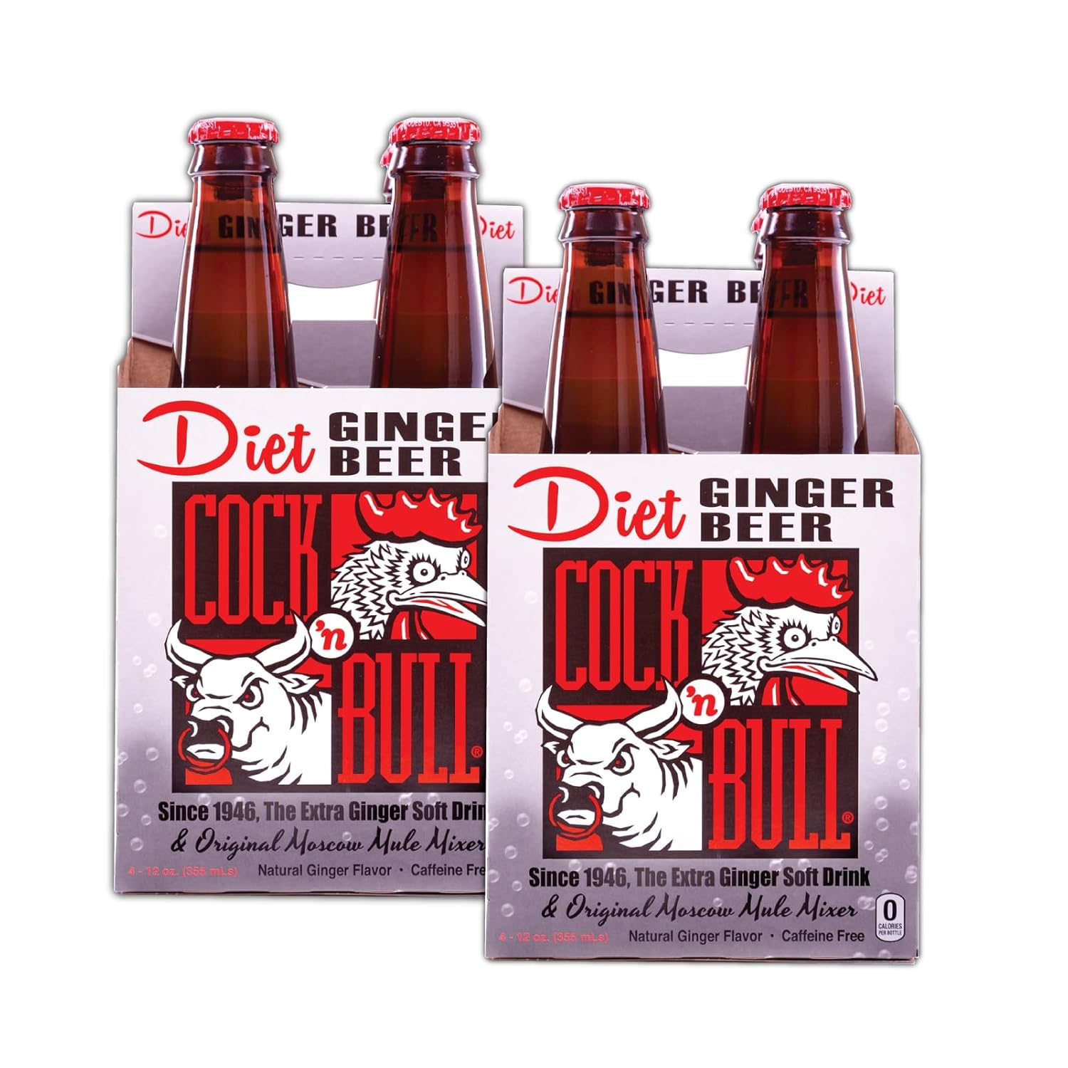 Cock-N-Bull Diet Ginger Beer 8/12 fl. oz. (355 ml) Glass Bottles (8-Pack)