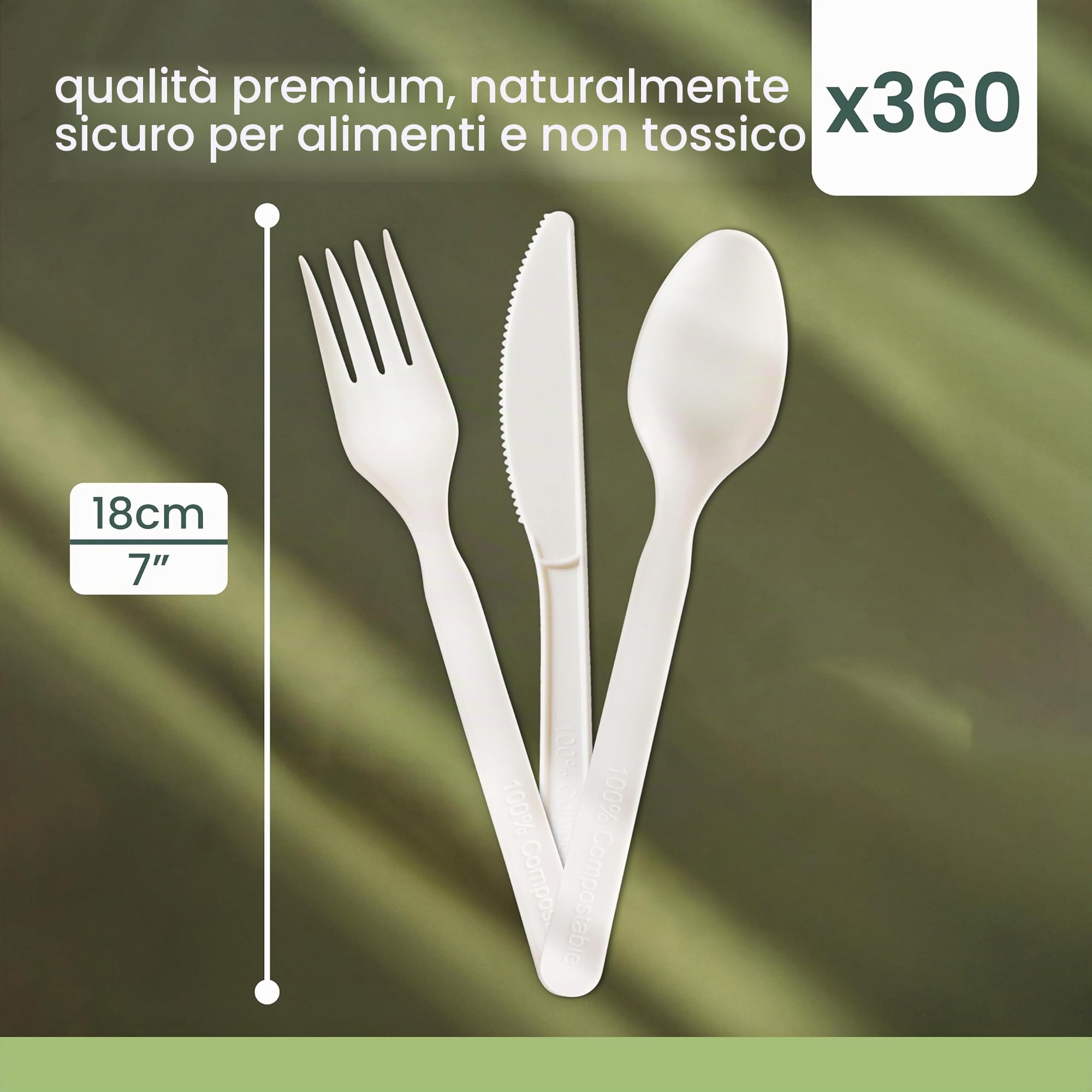 HAAGO - Set di posate da 360 pezzi - Posate resistenti riutilizzabili e lavabili in lavastoviglie per feste, matrimoni, eventi, per cibi caldi e freddi - Bianco