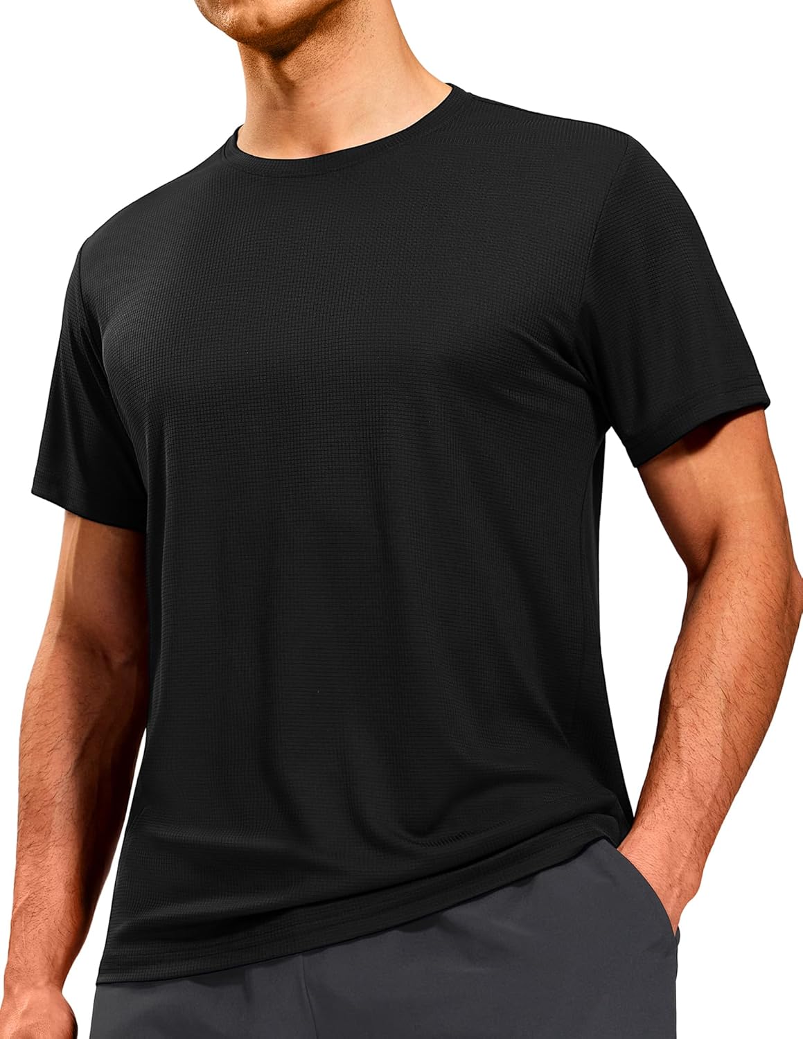 MIER Mens Dry Fit Workout T-Shirts Athletic Running Tshirt Short Sleeve Lightweight Airy Gym Sport Tee Shirt, Crew Neck