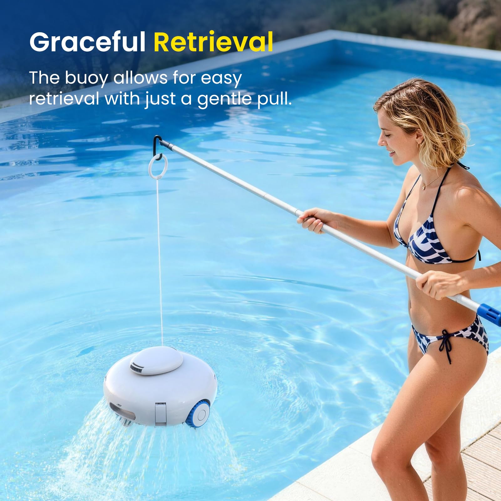 [2026 Novità] Aspiratore robotico per piscina per piscine piatte sopra e sotterranee | Autonomia 120 minuti, potente aspirazione, leggero, auto-parcheggio, robot aspirapolvere per piscine piatte fino a 1140 mq