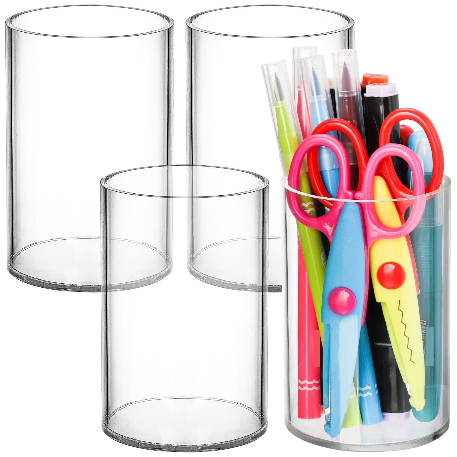 Stifteköcher Stifte Halter Stifthalter Aus Acryl, Transparent, Dicker Bleistiftbecher, Runder Desktop-Briefpapier-Organizer Schreibtisch-Organizer