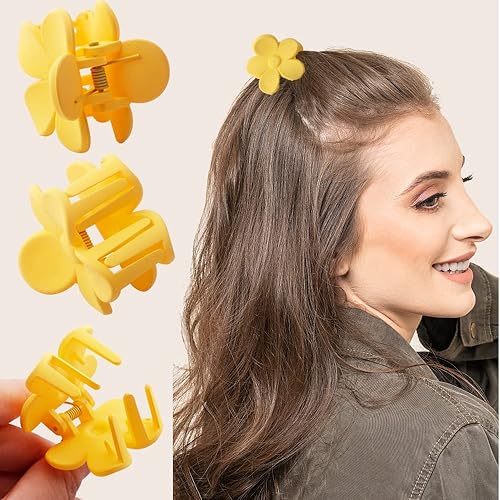 Miniatura 3 de Pinzas para el cabello pequeñas y lindas con flores para accesorios para el cabello, pinzas para el cabello para mujeres y niñas, color crema, 10