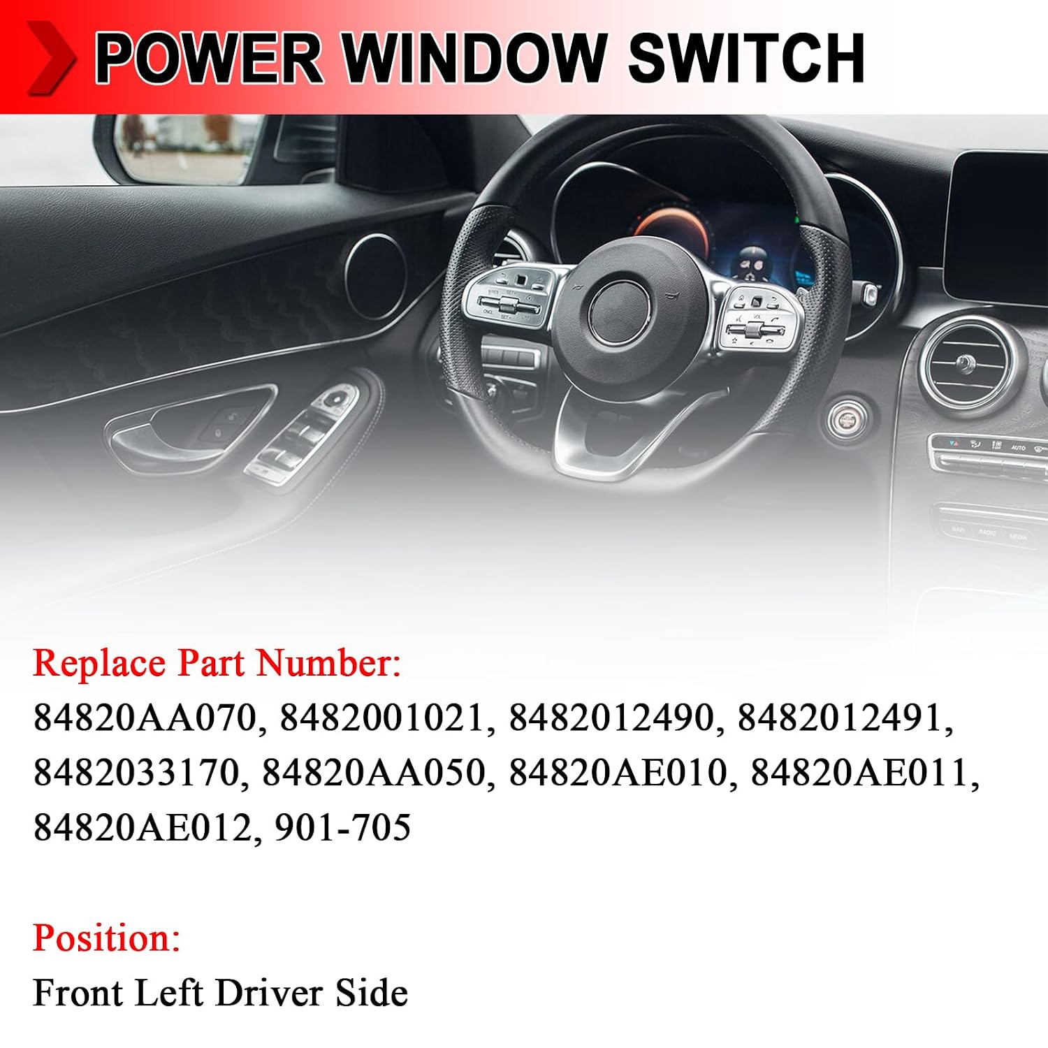 84820AA070 Driver Side Master Power Window Switch Fit for Toyota Camry 2002-2006, Corolla/Matrix 2003-2008, Sienna 2004-2009, Tacoma and Scion xA/xB 2005-2007, Replace 8482001021 8482012490 8482012491