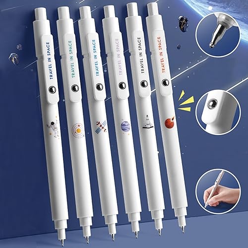 Miniatura 2 de MOZXIRZ 6 bolígrafos de tinta de gel retráctil, bolígrafo de tinta negra, bolígrafo de escritura de punta fina de 0.020 in, suministros escolares de