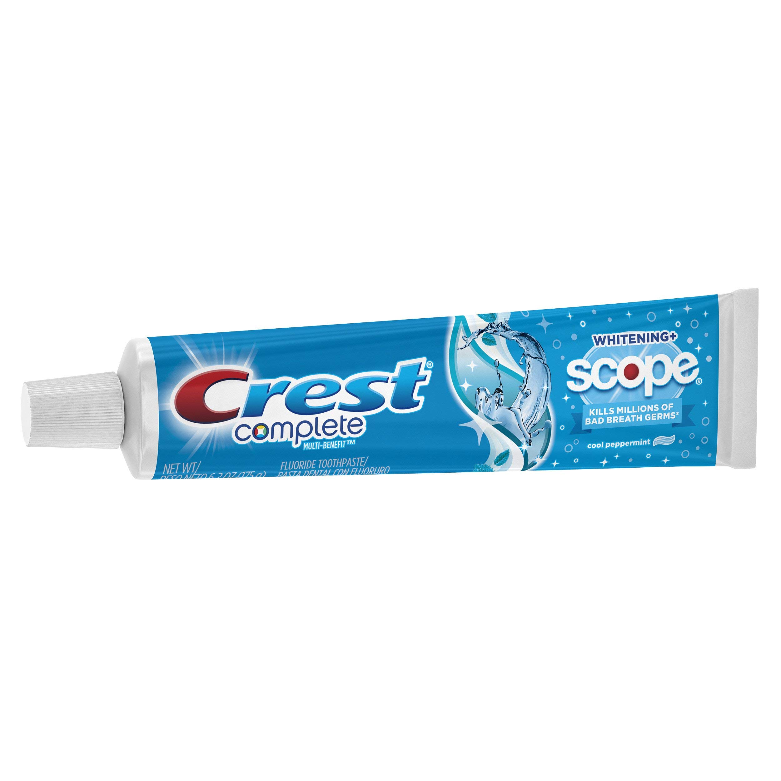Crest Complete Whitening multibénéfices + Portée, frais Minty rayé Dentifrice, 6.2 Oz, Pack Of 6