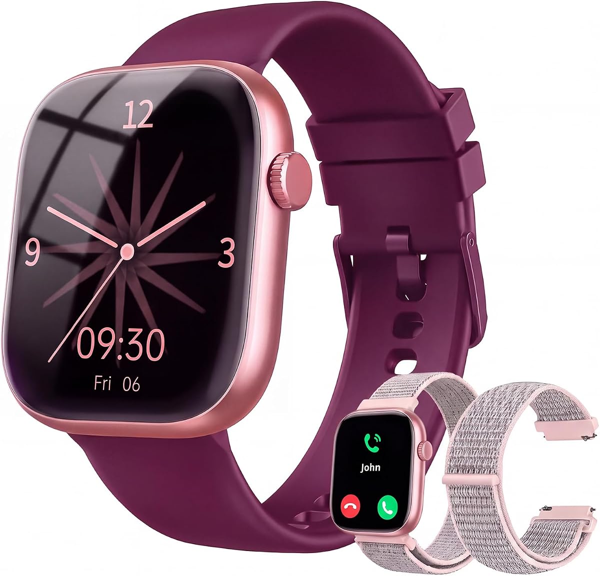 Smart Watch for Women, Bluetooth Answer/Make Calls, 1.83"HD Screen, 2 Bands