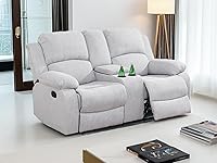 Vista 33 de Juego de 2 sofás reclinables manuales de cuero sintético, juego de sofá reclinable para sala, muebles modernos para sala con portavasos/consola