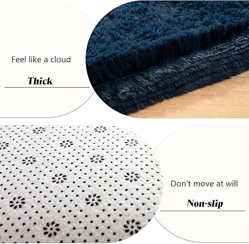 Miniatura 4 de Alfombra de área azul marino para habitación de niños, 8 x 10 pies, color azul oscuro, alfombras esponjosas para sala de estar, dormitorio,