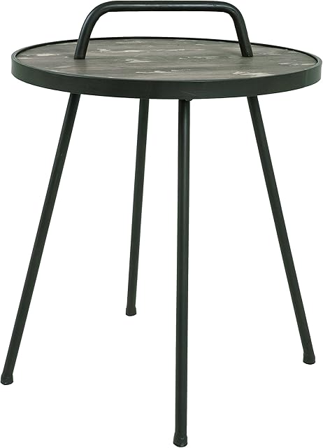 HAKU Furniture end Table, Wood, Steel, Black-Vintage, H: 65 x Ø: 50 cm