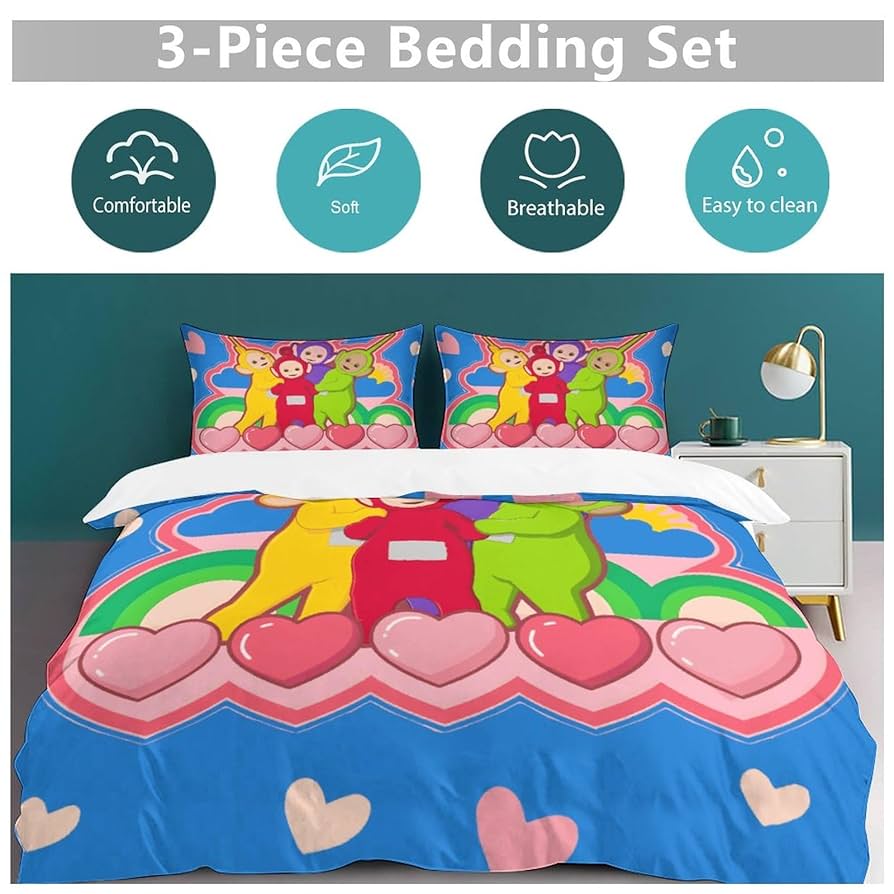 テレタビーズ　新品　枕、布団シーツ Amazon｜テレタビーズ 布団カバー 3点セット シングル 寝具