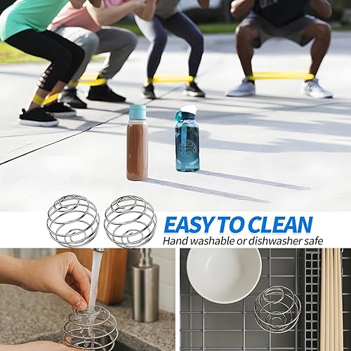 Miniatura 5 de 6 bolas agitadoras, bolas batidoras de alambre inoxidable 304 de gran tamaño para mezclar polvos, batidos de proteínas, bebidas, mezclador de vasos
