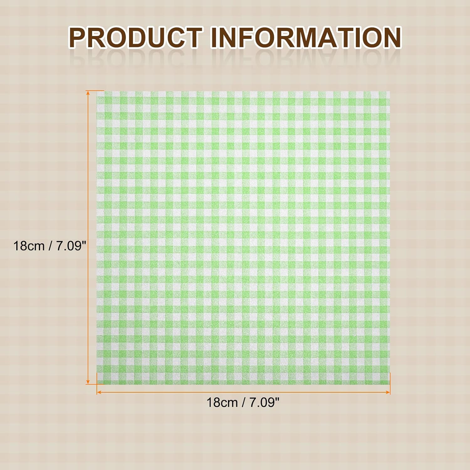 HARFINGTON 300pcs Square Checkered Wax Paper Sheets 7" x 7" Oil-absorbing Dry Food Wrapping Paper for Sandwich Baking Paper Liners Picnic Basket Bread Hamburger Wrap Kitchen, Green