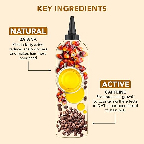 Miniatura 3 de Botanic Hearth Aceite de cafeína y batana para el crecimiento del cabello (6.7 onzas líquidas)  Tratamiento capilar nutritivo y fortalecedor para un