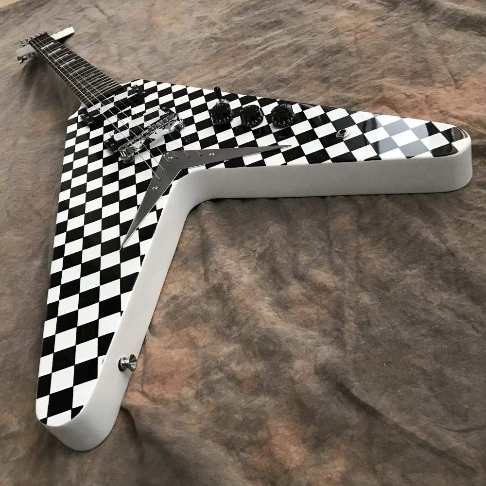 Vシェイプ エレキギター ホワイト/ブラック Vシェイプ エレキギター