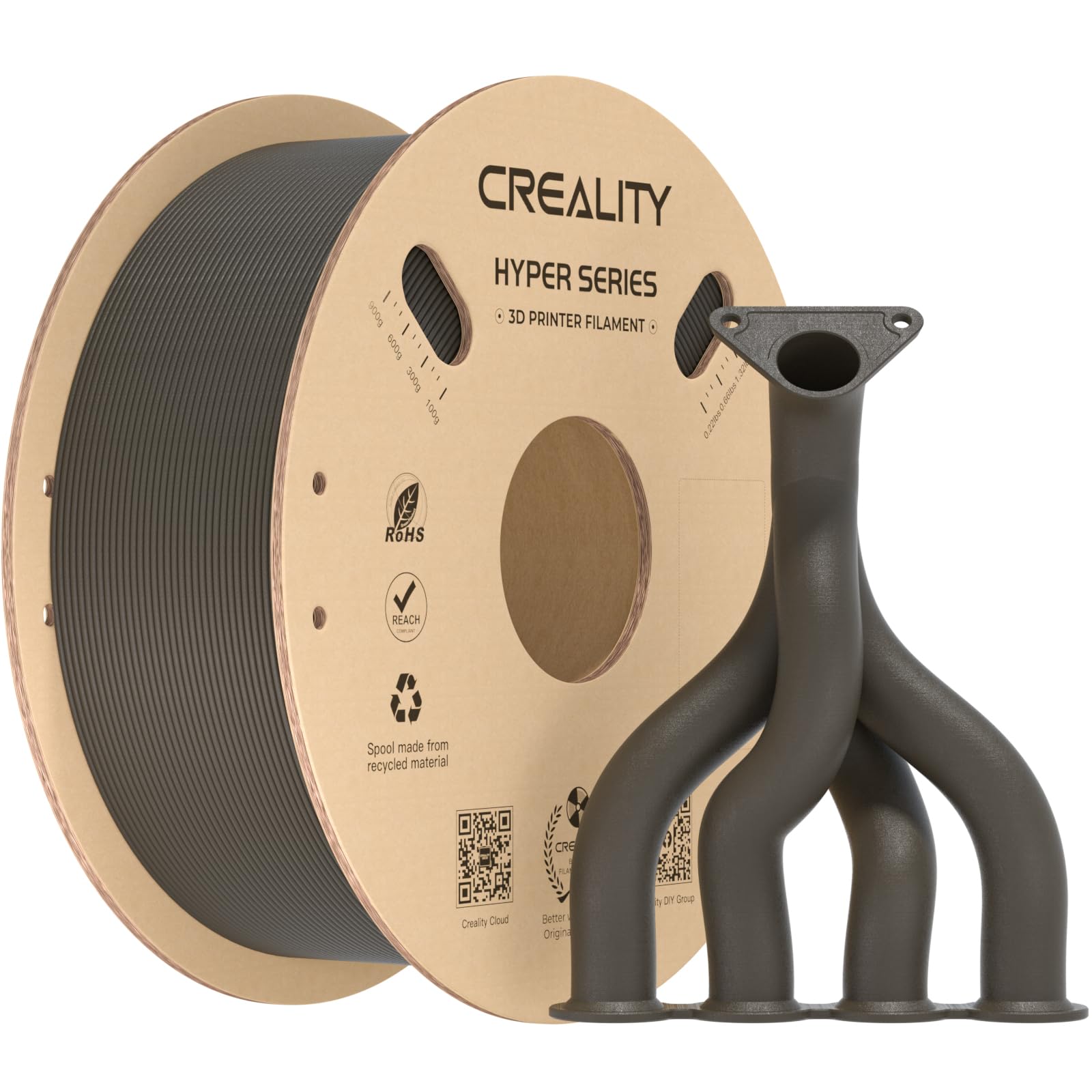 Creality Carbon Fiber Filament 1.75mm for K1C, 3D Printer Filament Designed for High Speed 50-300mm/s, 1kg(2.2lbs)/Spool Hyper PLA-CF Filament, Dimensional Accuracy +/- 0.03 mm (Greyish Yellow)