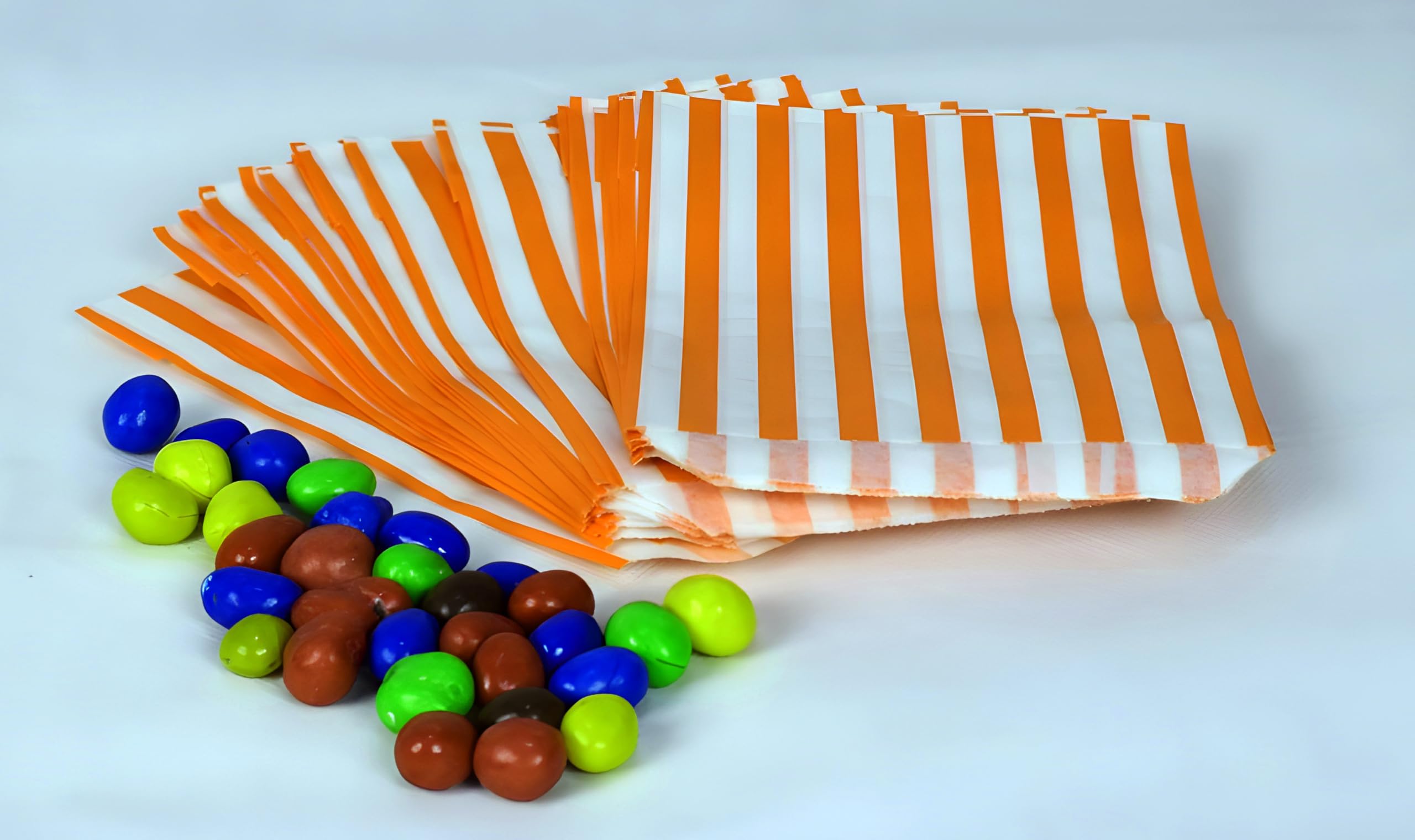 Qtpack Orange 5" X 7" Candy Striped Sweet Paper Bags | Pack Of 100 | Wedding Buffet Favour Cake Gift Pick N Mix Shop