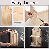 Vista 3 de Tatuo 2 estantes flotantes bohemios para pared, soporte colgante de madera para sala de estar, baño, dormitorio, oficina, cuarto de bebé, decoración