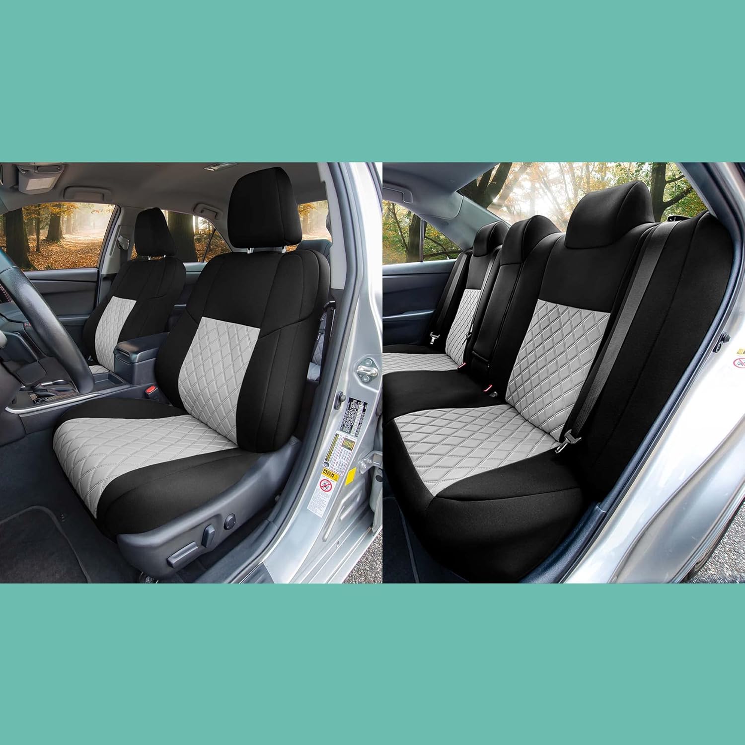 FH Group Custom Fit Seat Covers Specifically Made for 2012-2017 Toyota Camry LE | SE | XSE | XLE - Ultraflex Neoprene Waterproof Car Seat Cover, Full Set Gray