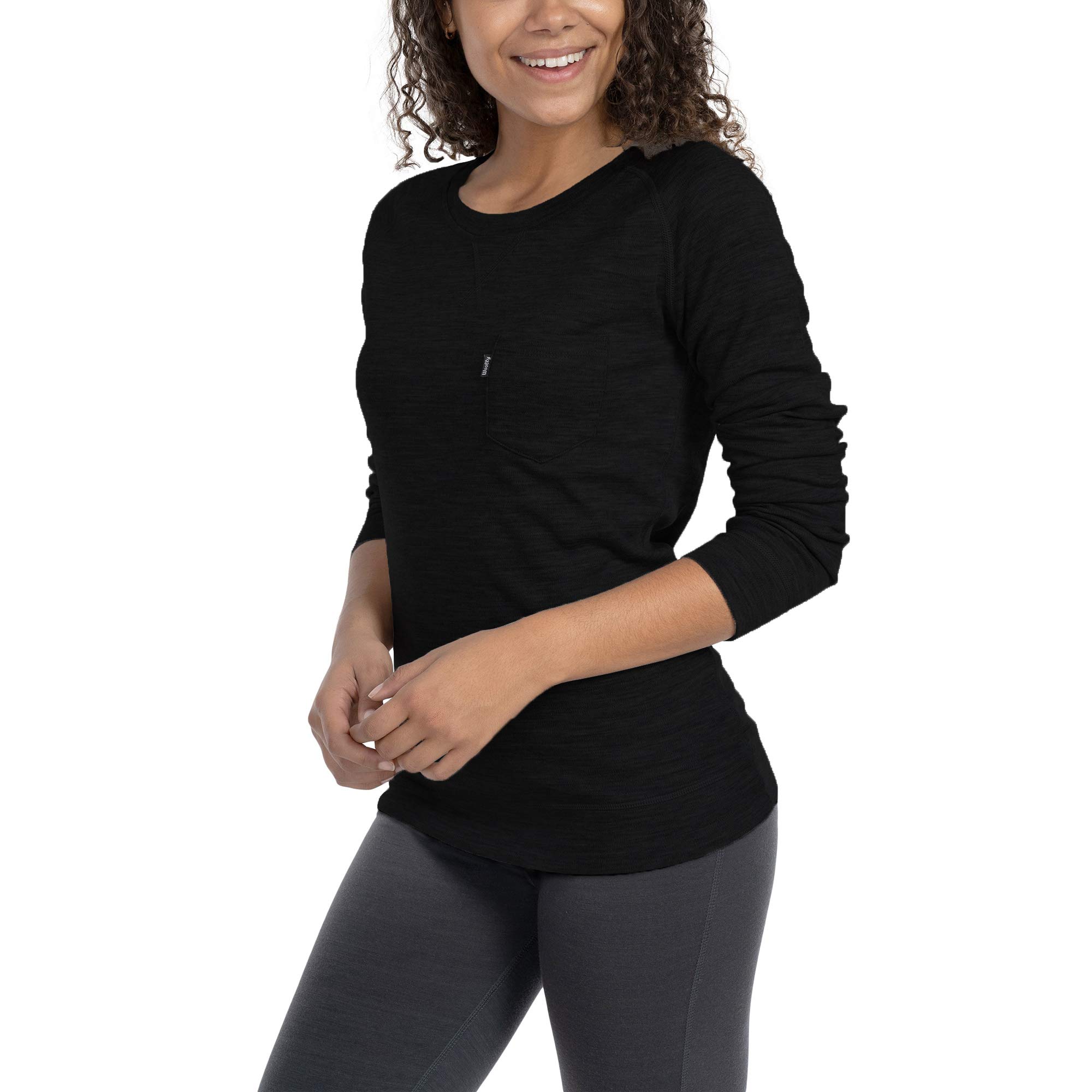 Woolly Clothing CoWoolly Clothing Women's Merino Pro-Knit Wool Crew Neck Sweatshirt - Mid Weight - Wicking Breathable Anti-Odor