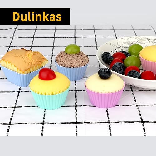 Miniatura 4 de 24 tazas de silicona para hornear cupcakes reutilizables para cupcakes, forros antiadherentes para hornear muffins, moldes de pastelería para