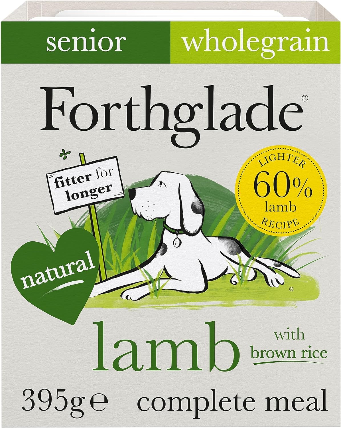 Forthglade Wet Dog Food (18 x 395g Trays) - Senior 7 Years+, Wholegrain & Hypoallergenic Dog Food, Lamb with Vegetables and Brown Rice, Stomach Sensitive Meals with Natural Ingredients