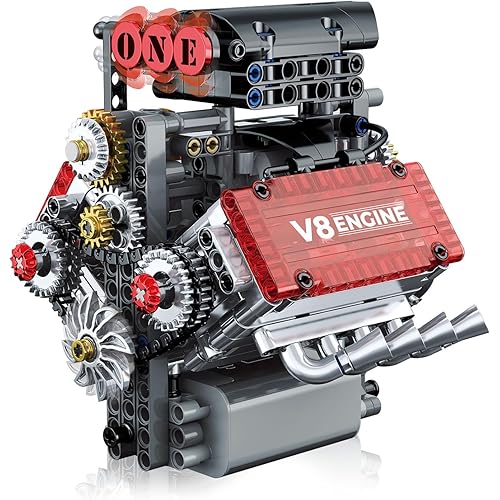 V8 Engine Model Kit That Runs, Build Your Own STEM Mini Engine Kit with Motor and Sound, 478PCS Educational Car Building Toy for Adults & Kids
