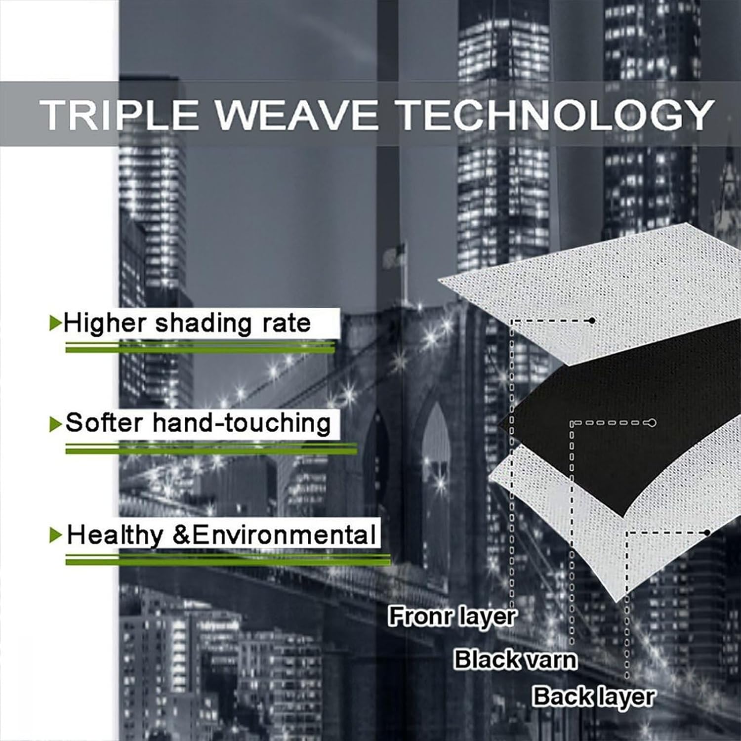 Cityscape Curtain, NY City Night View Brooklyn Bridge Moonlight Skyscraper Skyline Famous Modern Building Window Treatments for Living Room Bedroom 84" W X 84" L