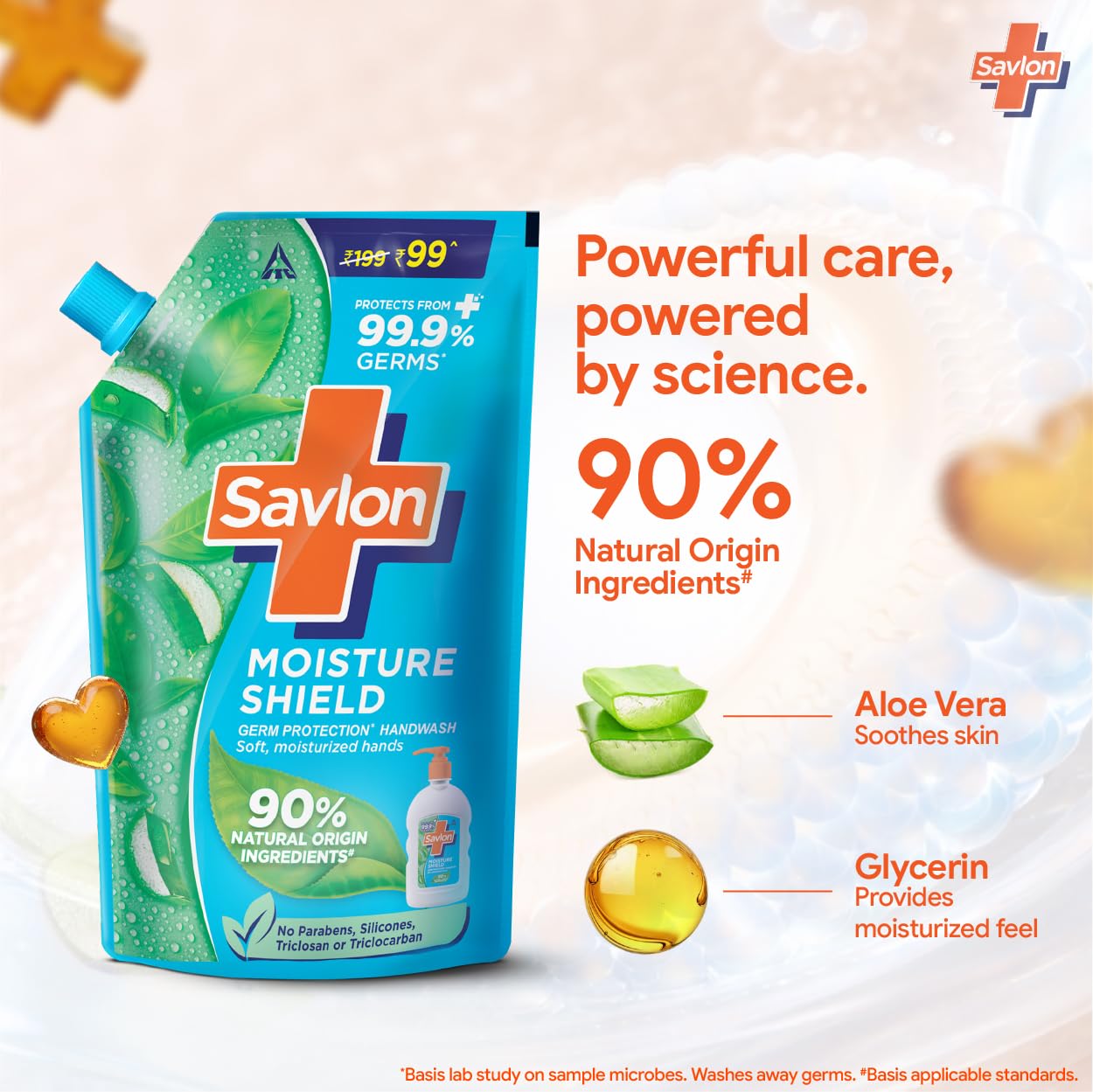 ITC Savlon Moisture Shield Germ Protection Liquid Handwash Refill Pack 650ml | 99.9% Germ Protection | 90% Natural Origin Ingredients | Value Refill Hand wash | Soft Moisturized Hands 2
