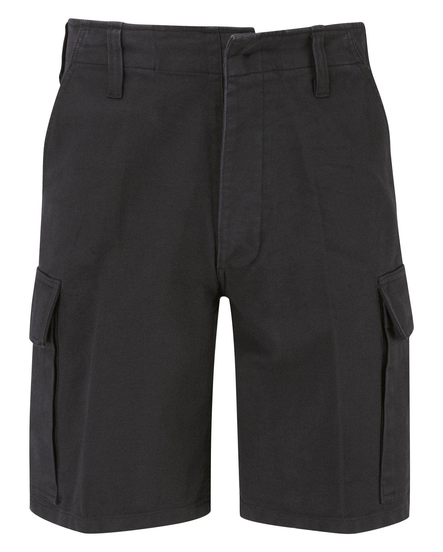German Moleskin Style Combat Cargo Shorts Black