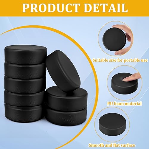 Miniatura 10 de Discos de hockey de espuma, discos de hockey sobre hielo para practicar y entrenamiento clásico, juego de piso para interiores, deportes al aire