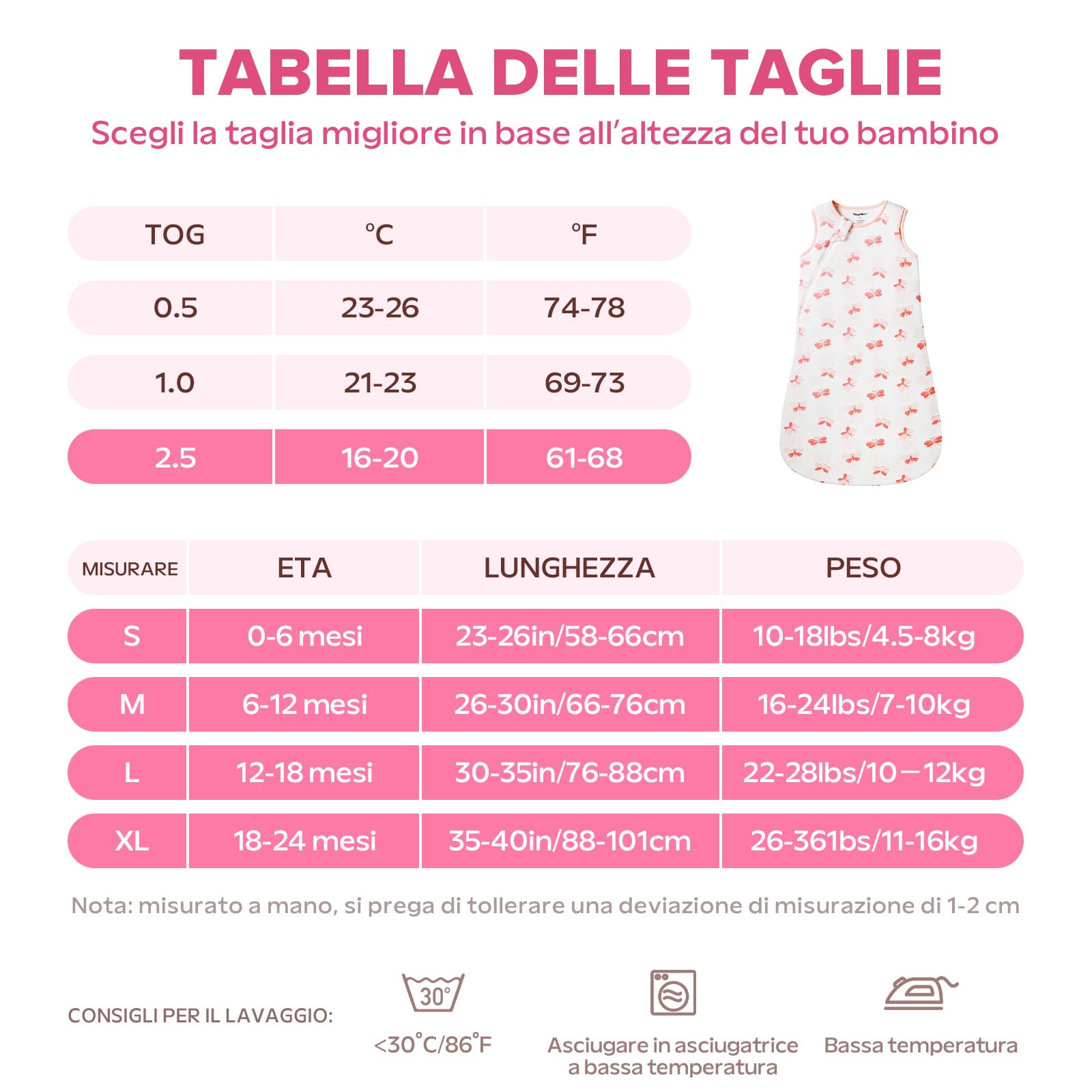 ToyaTec Sacco Nanna Bebé 2.5 Tog Super Morbido in Viscosa di Bambù, Sacco Nanna in Fibra di Bambù per Neonati, Coperta da Letto Autunno-Inverno