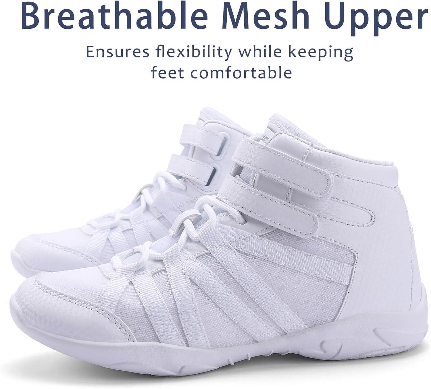 BAXINIER Girls White High Top Cheerleading Shoes Lightweight Youth Cheer Competition Sneakers Training Dance Tennis Shoes
