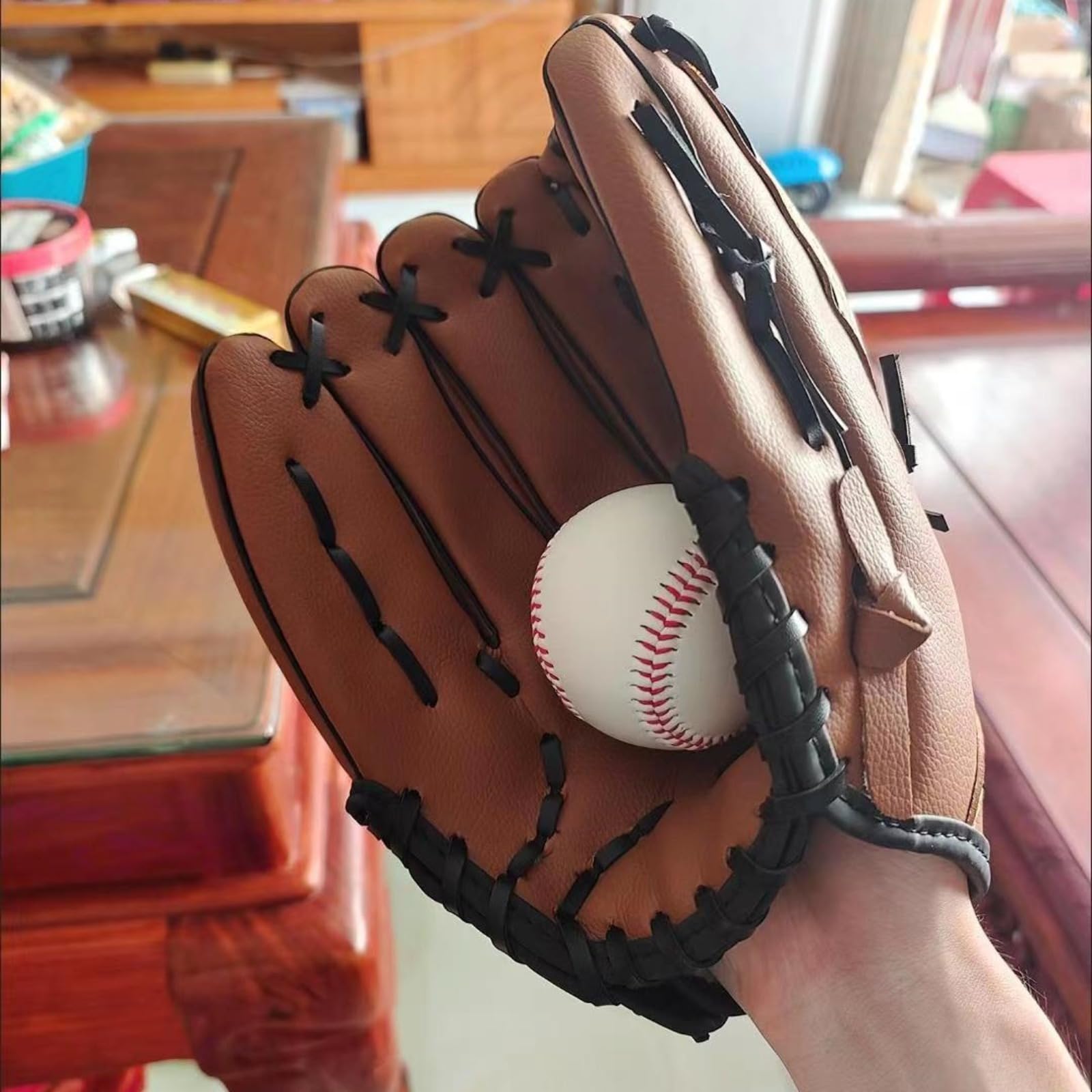 LOJAX Guanti da Baseball per Giovani e Adulti, Guanti da Baseball, Baseball 10,5, 11,5, 12,5 Pollici, Baseball Sportivo per Famiglie, Assorbimento degli Urti Integrato, Adatto ai Principianti