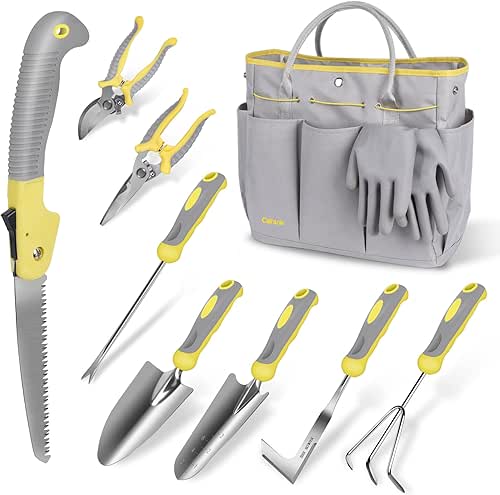 Garden Tool Set, Carsolt 10 Piece Stainless Steel Heavy Duty