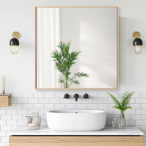 Miniatura 2 de Bonverre Espejo de pared rectangular de 24 x 40 pulgadas, espejo rectangular con marco de aluminio para baño, tocador, dormitorio, sala de estar,