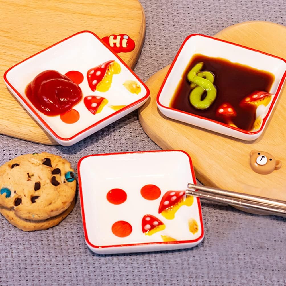 Handmade Soup Bowl, Ceramic Bowl, Ceramic Dip Bowls Sauce Dish 2PCS Condiment Plates Seasoning Dish Mini Serving Plate Side Dish Bowls Server for Seasoning Sauce Soy Mustard Condiment Dip Cups