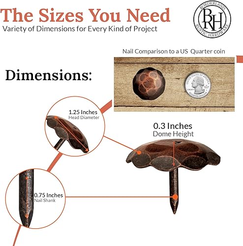 Miniatura 84 de 100 Pack 1" Small Round Head Iron Clavos Decorative Nails – Sealed Unfinished – Handmade Rustic Round Fasteners for Farmhouse Shutter, Faux Wood