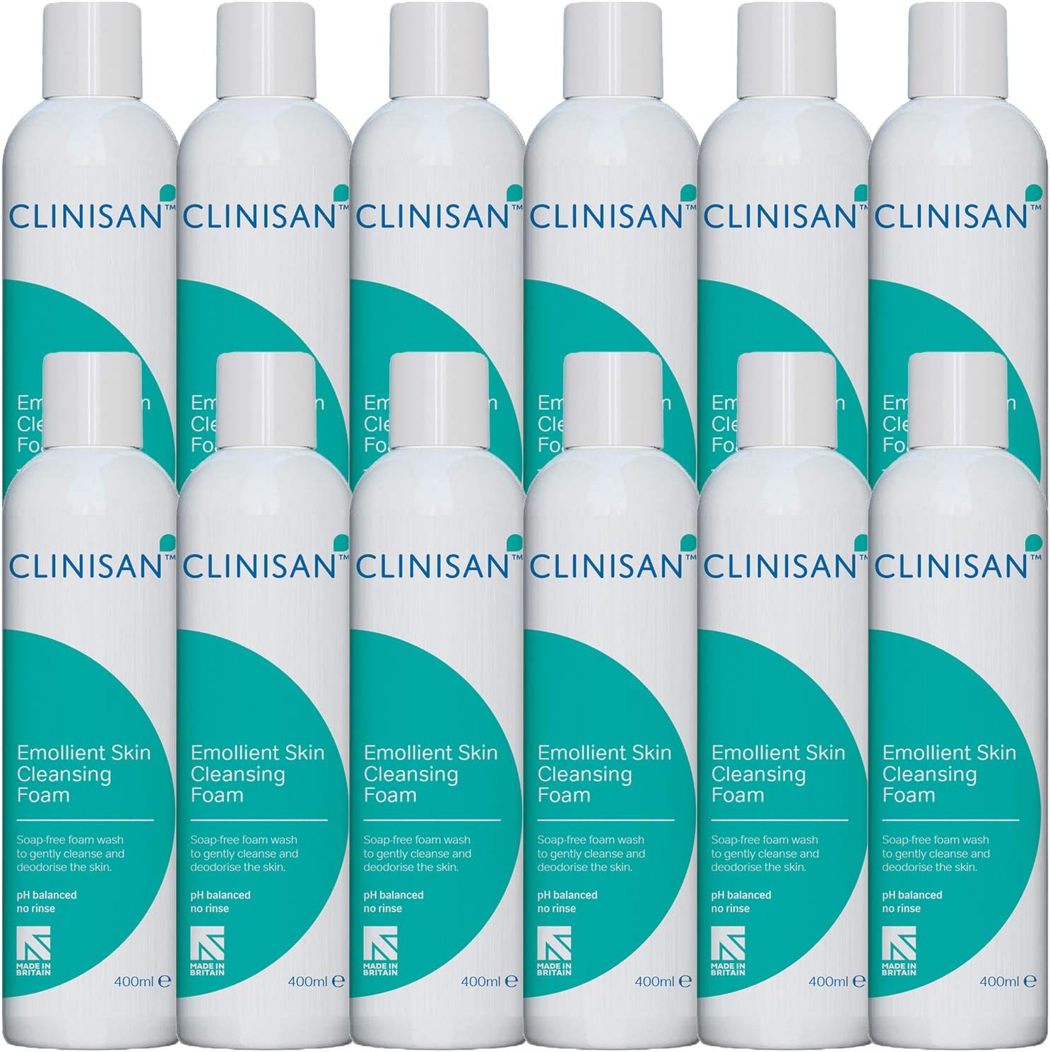 12 Pack, Clinisan 400ml Emollient Skin Cleansing Incontinence Foam