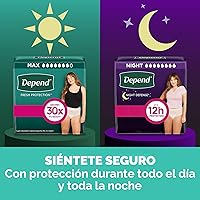 Vista 5 de Depend Fresh Protection - Pañales para adultos, ropa interior para incontinencia y pérdida de orina posparto para mujer, desechable, máxima