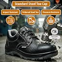 Contablue Everest Panther Leather Safety Shoes for Men | ISI Certified IS:15298 | Steel Toe, Lightweight, Anti-Skid, Oil & Water Resistant | Industrial Safety Footwear for Construction, Factory & Manufacturing (Black, UK Footwear Size System, Adult, Men, Numeric, Narrow, 5) gallery image