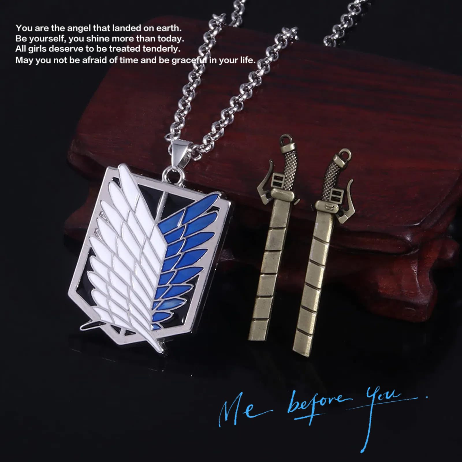 Ticome Wings of Freedom Pendant Necklace,Scout Regiment Badge Alloy Necklace,Suitable for Wearing at Anime Themed Gatherings,Anime Cosplay Gifts for Girls Teens Women Men - Image 4