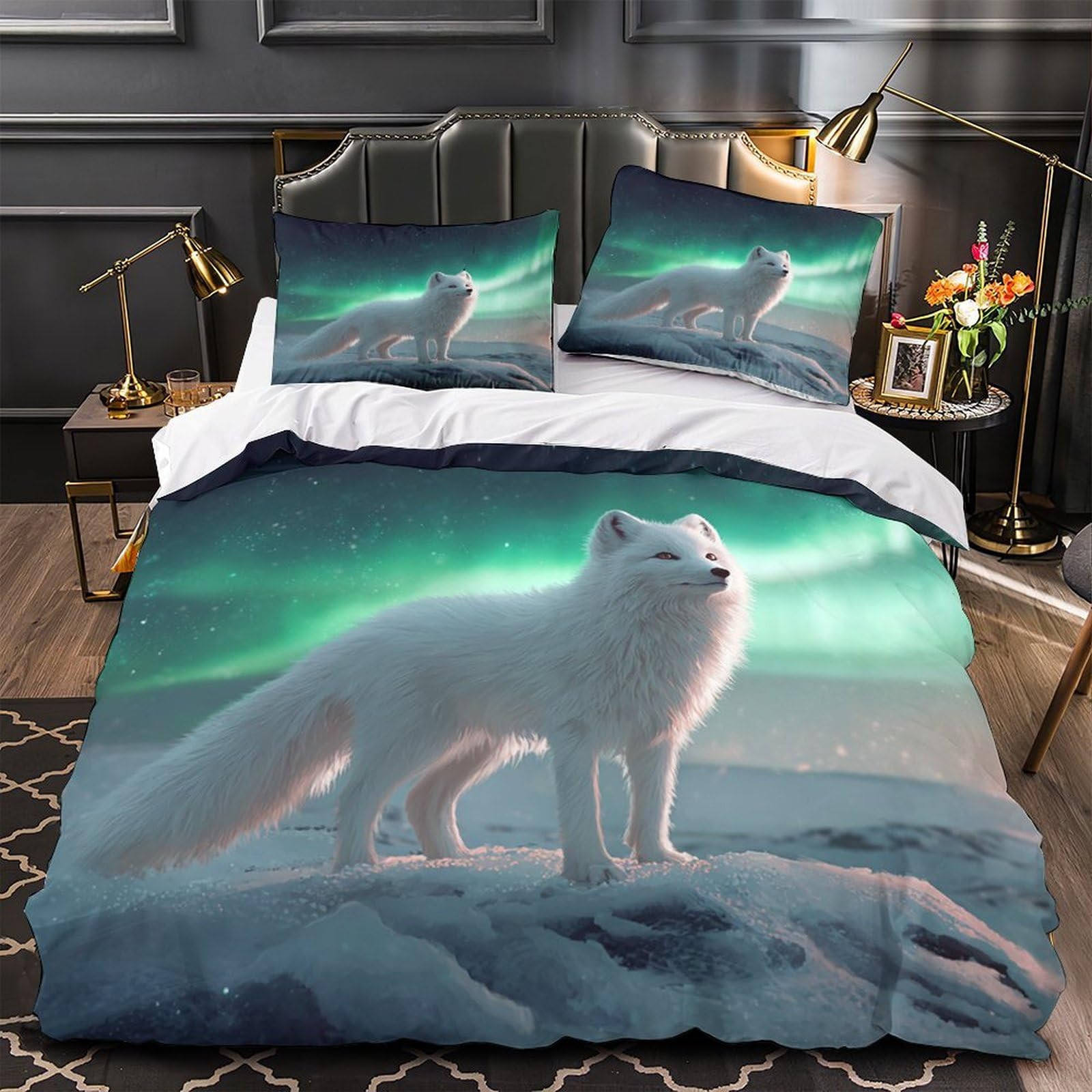 Housse de couette renard microfibre hypoallergénique et thermorégulatrice pour ado
