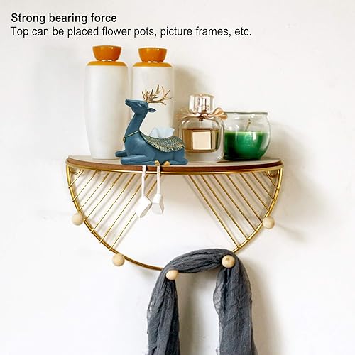 Miniatura 3 de Estante de exhibición de pared para colgar ropa, color dorado, estante de pared con organizador de almacenamiento, perfecto para el hogar, sala de