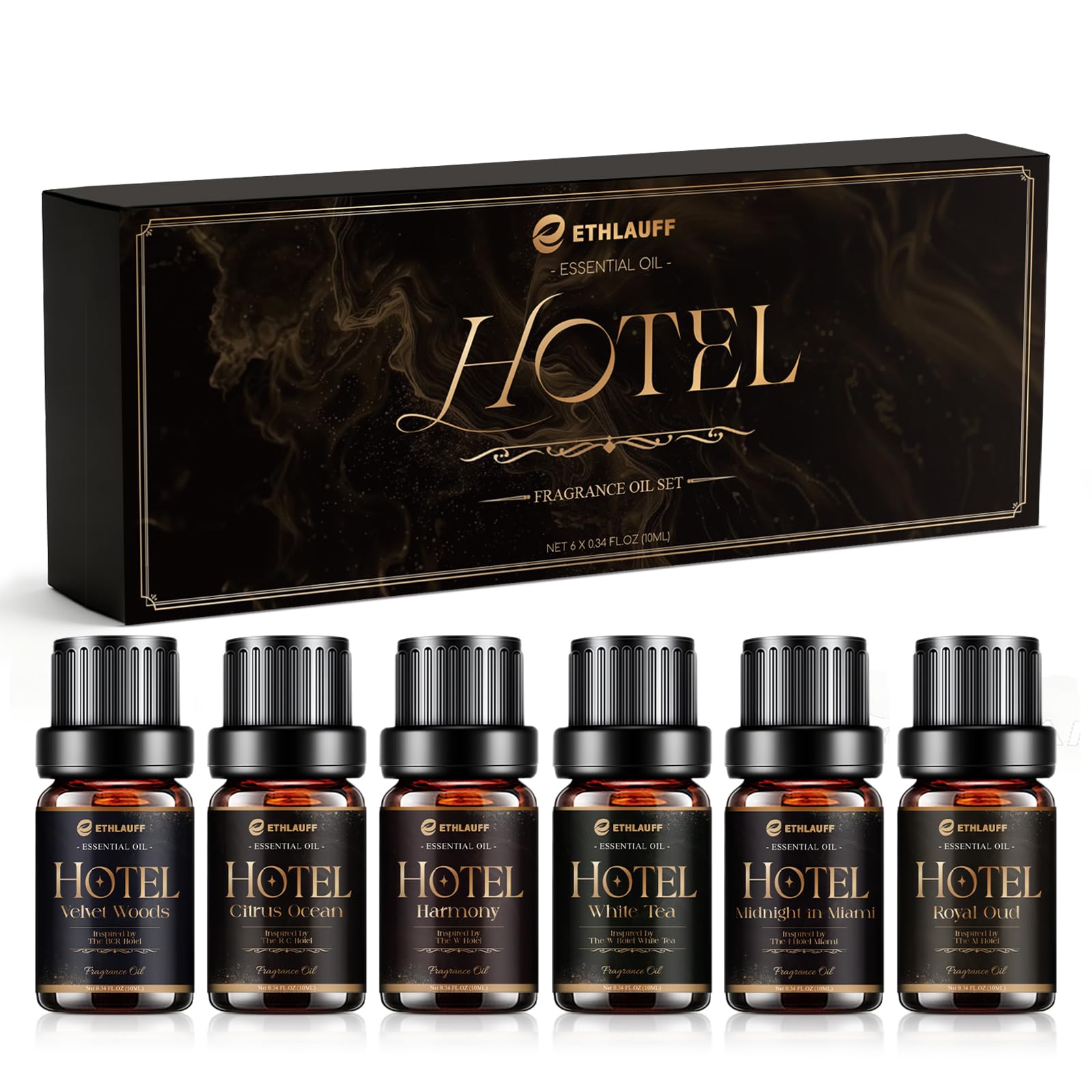 Hotel Collection Diffuser Oil, My Way, Westin, Midnight in Miami, Inspired by The Most Popular 5-Star Hotel Scents, Fragrance Oil Set 6 * 10 ml